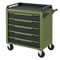 Chariot d'atelier 78 x 46 x 97 cm en acier vert et noir avec 5 tiroirs sur roulettes