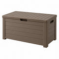 Coffre de rangement extérieur 120 x 56 x 63 cm en plastique taupe résistant à l'eau