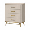 Commode 80 x 40 x 100 cm beige et doré à 4 tiroirs style contemporain
