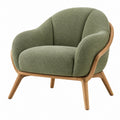 Fauteuil 82 x 78 x 82 cm en tissu bouclette vert avec structure en bois style contemporain