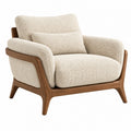 Fauteuil 90 x 88 x 85 cm en tissu beige et bois marron pour salon style contemporain