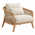 Fauteuil 76 x 80 x 82 cm en bois beige avec cordage tressé style naturel