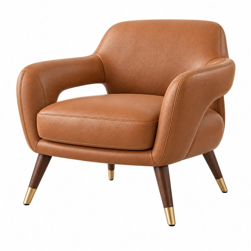 Fauteuil 82 x 78 x 82 cm aspect cuir camel style rétro