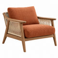 Fauteuil 75 x 80 x 80 cm en bois brun et corde tressée avec assise terracotta style naturel