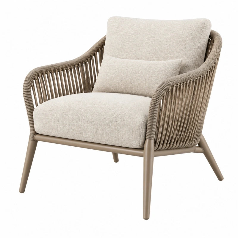 Fauteuil de jardin 75 x 78 x 82 cm en corde tressée beige style contemporain