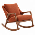 Fauteuil à bascule 98 x 75 x 95 cm en tissu rouille et bois marron style rétro