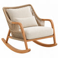 Fauteuil à bascule 100 x 75 x 95 cm en bois et corde beige pour intérieur