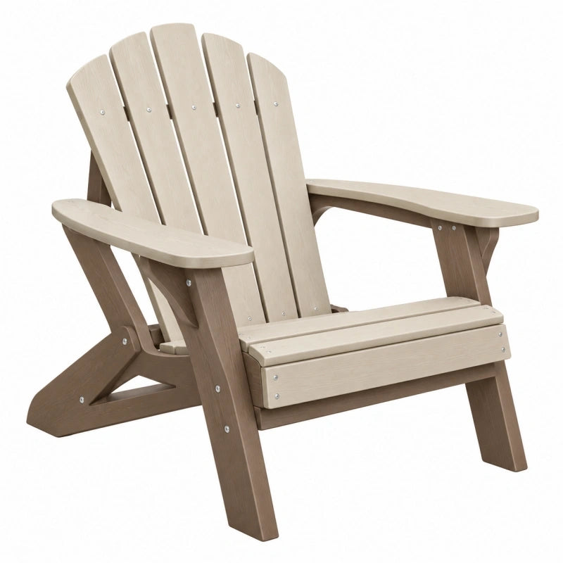 Fauteuil Adirondack 88 x 78 x 92 cm en plastique aspect bois beige marron pour extérieur