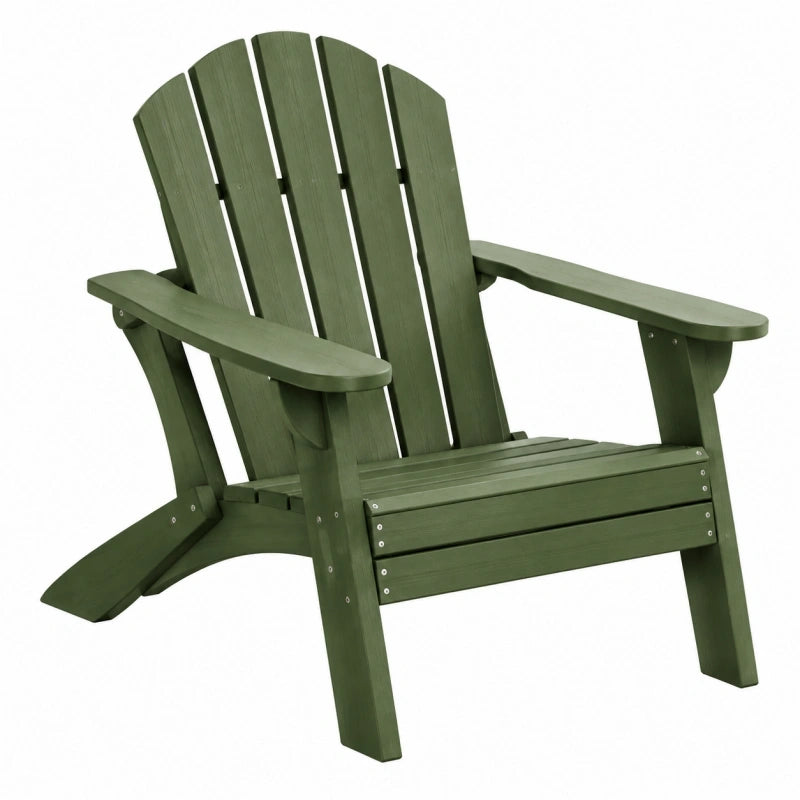 Fauteuil de jardin Adirondack 98 x 78 x 92 cm en bois vert avec accoudoirs et dossier incliné